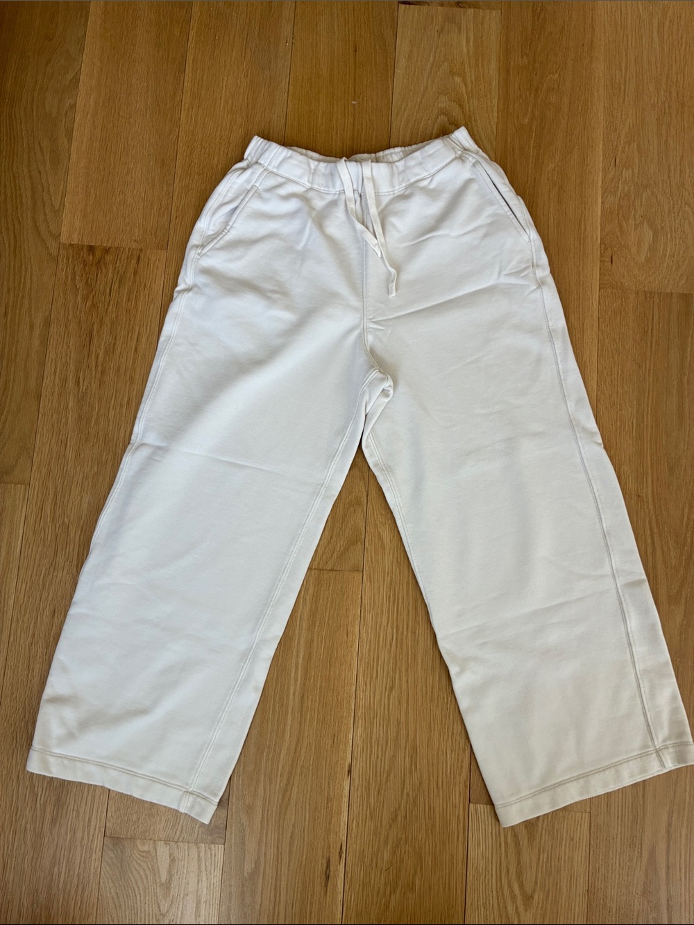 MUJI - White Wide-Leg Drawstring Sweatpants